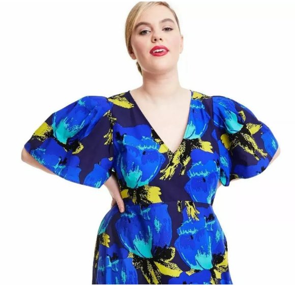 Christopher John Rogers Floral Puff Sleeve Dress - Picture 3 of 6